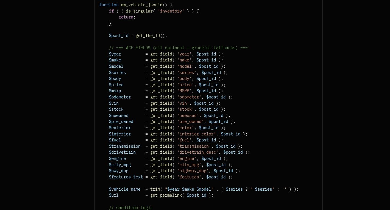Dynamic JSON-LD Vehicle Schema Markup for Car Dealership SEO